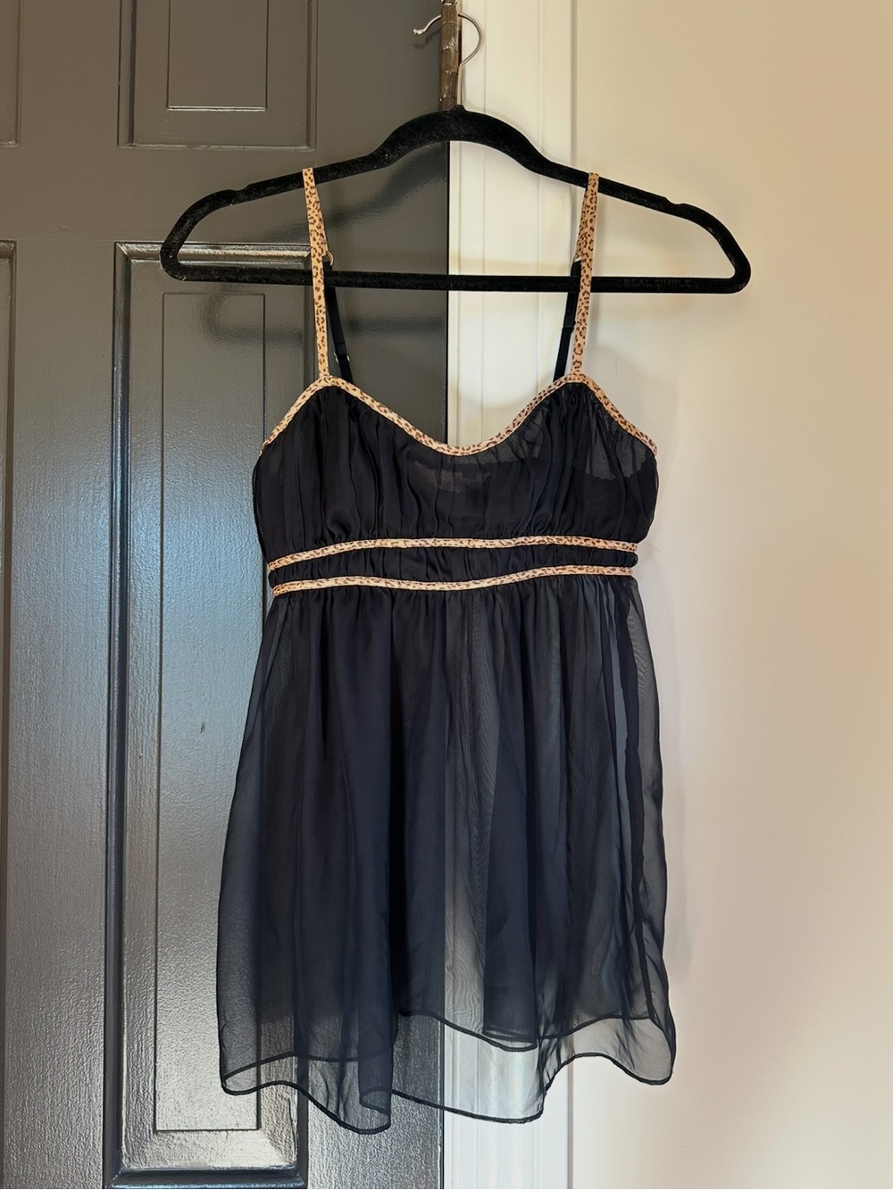 Vintage Y2K Victoria’s Secret Sheer Black Leopard Babydoll Slip Tank Small
